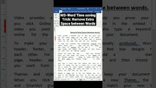 MS-Word Time saving Trick: Remove Extra Space between Words