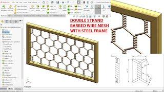 SolidWorks Tutorial Double Strand Barbed Wire Mesh with Steel Frame