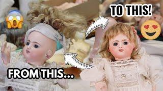 ANTIQUE 1899 KICKING MECHANICAL FRENCH STEINER MAKEOVER | HOW TO CARE AND REPAIR ANTIQUE DOLLS