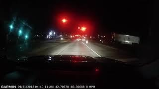 Semi Truck Stops at GREEN, and goes through a RED