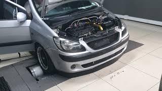 335hp 250kw 415nm Turbo 1 4l Hyundai Getz on Dyno - 30psi/2bar boost