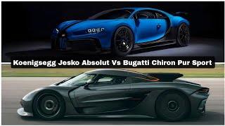 Koenigsegg Jesko Absolut Vs Bugatti Chiron Pur Sport Drag Race And Acceleration Comparison