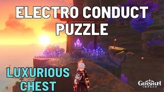 Solving Electro Conduct puzzle at Mt. Yougou (Luxurious chest) | Genshin Impact Inazuma Puzzle Guide