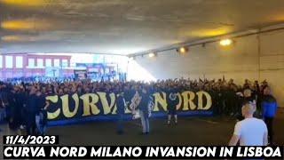 CURVA NORD MILANO INVANSION IN LISBOA || Benfica vs Internazionale 11/4/2023