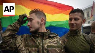 Ukraine soldiers rally in Kyiv for LGBTQ rights