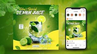 Social Media Post Design | Lime Water Poster Design | Photoshop Tutorial