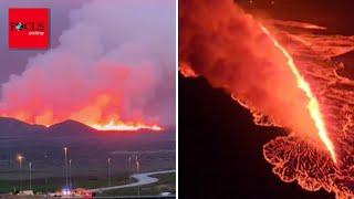 Spektakuläre Aufnahmen zeigen, wie Lava-Fontänen aus Vulkan in Island sprudeln