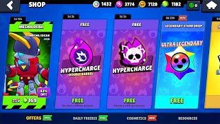 UNLEASHED!!! FREE HYPERCHARGE LEGENDARY REWARDS BRAWL STARS NEW UPDATE