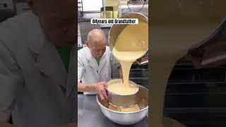 An 84 years old grandfather making tasty castella cake #viralvideo #reel