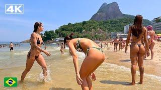  4K Leblon beach full of beautiful people | Bikini Beach Rio de Janeiro