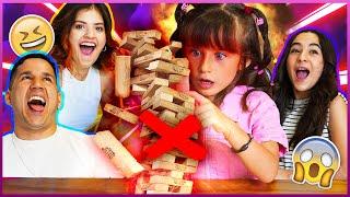 RETO DE JENGA @LARACAMPOS Y @LosMeniquesDeLaCasa | Saritah Bebé (videos divertidos para niños)