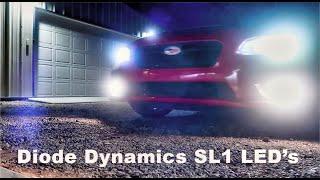 Diode Dynamics SL1 LED's on a 2017 WRX.  Install, and quick look