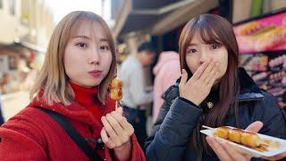 Food-tasting date with a Japanese girl on Komachi Street in Kamakura