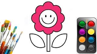 Bolalar uchun gullarni bo'yash va chizish! Flower coloring and drawing for Kids