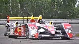 Audi R10 TDI SOUND in Action - Accelerations, Fly Bys & Downshifts