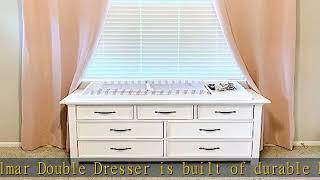 Evolur Belmar Double Dresser in Weathered White, Comes Assembled, Included Anti-Tip Kit, Seven Spac