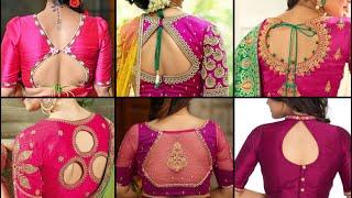 Fancy magenta colour blouse designs | New model blouse sleeves designs |back neck |bahi designs