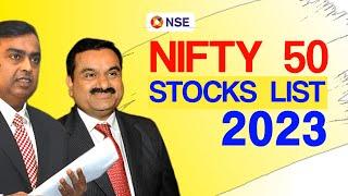 Nifty 50 stocks list 2023 | Nifty Fifty Company list & Weightage 2023