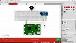 Interfacing Ultrasonic Sensor + LED + Buzzer with Raspberry Pi