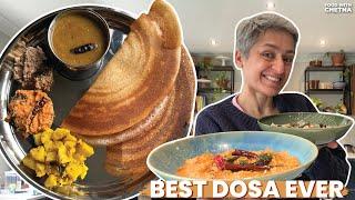 BEST DOSA EVER - with TOMATO Chutney and COCONUT PEANUT chutney