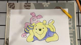 Complete coloring the picture of two characters in the Pooh bear cartoon