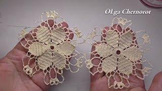 Crochet flower tutorial for  doily  EASY. Мотив с цветком для салфетки