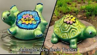 #529 Two Adorable Resin Turtles - A Match Made In The Pond!