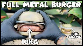 10KG Full Metal Burger - Scrap Metal Melting - ASMR - Trash To Treasure - BigStackD