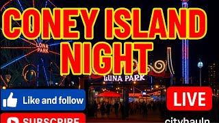 Coney Island Night  | Live Tour of the Boardwalk, Rides & NYC Night Vibes!
