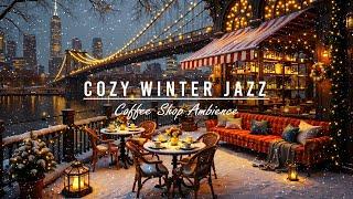 Cozy Jazz at a Quiet Winter Night Cafe Gentle Snowfall and Smooth Piano Jazz Music for Relax, Calm