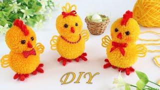 Цыпленок из пряжи/Пасхальные поделки  Pom Pom Easter Chicken Making