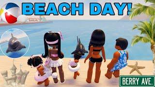 FAMILY BEACH DAY! *SHARK AND WATER PARK*|Berry Ave Roleplay #berryave #roblox #roleplay