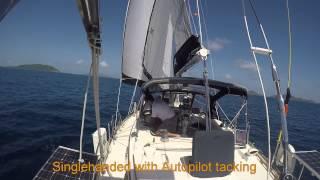 Sailing and Tacking with two sails, genoa and jib (staysail)