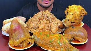 ASMR: Eating Chicken Biriyani, Beef Huart Curry, Fish Curry, Full Mutton Liver with Rice Mukbang