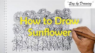 How to Draw Sunflower || One Line Drawing || Andi Yudha's Line Art