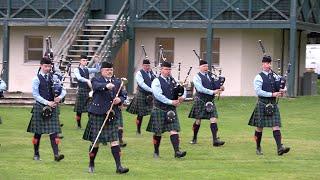 Vale of Atholl Pipe Band march on playing "Rose of Allendale" during Pitlochry Highland Nights 2021