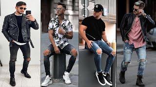 How To Style Distressed Jeans For Men In 2021 | Ripped Jeans Outfits Ideas For Men | Men's Fashion