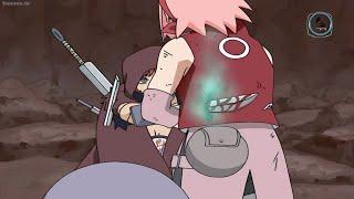 Sakura was fatally stabbed by Sasori in the stomach