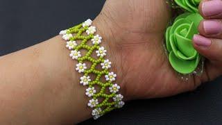 Beaded Daisy Chain Bracelet Tutorial//Flower Bracelet Tutorial//How To Make Beaded Bracelet