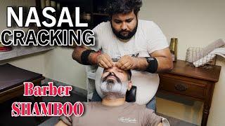 Skin cracking head massage therapy by Indian barber SHAMBOO , ASMR RELAXATION