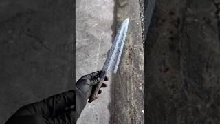 Making a damascus gyuto chef knife with food release blade