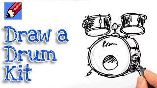 Learn how to draw a drum kit Real Easy | Step by Step with Easy, Spoken Instructions