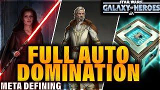 FOCUSED DATACRONS ON AUTO BEAT LORD VADER AND LEIA WITH EASE, JUST WOW #swgoh