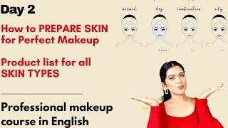 FREE PROFESSIONAL MAKEUP CLASS IN ENGLISH DAY2|MAKEUP COURSE|ONLINE MAKEUP CLASS|SKIN PREP|PRATIBHA