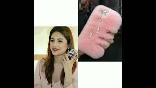 shehnaz Gill dress with same color mobile cover