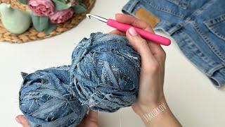 Fashionable Mini Bag of Crocheted Jeans for 1 Hour and $0  Crocheted Denim Bag 