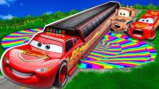 Long Lightning Mcqueen Became a Bridge For Crossing  Pixar Cars, Chick Hicks, Tow Matr, BeamNG Drive