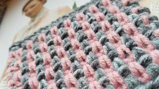 Вяжем двухцветный узор крючком  knitting pattern.