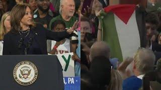 Pro-Palestine heckler interrupts Kamala Harris rally