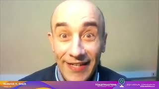 Roderick K  Grech, 1st Place Winner, 2021 Toastmasters International Video Speech Contest